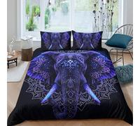 NAOFEKUID Copripiumino Elefante Mandala Stampa 3D in Microfibra Morbida Set Biancheria da Letto Decorazione Camera Animali per Adulti Giovani Regalo Single（135x200cm）