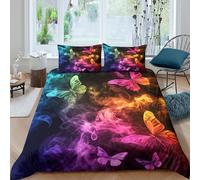 NAOFEKUID Copripiumino Farfalla Sognante 3D Stampato Microfibra Arredo Camera Set Biancheria Letto Farfalle Colorate Morbido Traspirante Tutte Le Stagioni Single（140x200cm）