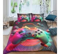 NAOFEKUID Copripiumino Gaming Controller Colorato 3D Stampa Microfibra Decorazione Camera Set Letto Morbido Regalo Super king（260x220cm）