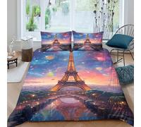 NAOFEKUID Copripiumino Notte da Sogno 3D Stampato in Microfibra Paesaggio Europeo Set Biancheria da Letto Cielo Notturno Morbido e Traspirante per Camera Single（135x200cm）