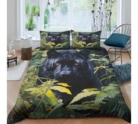 NAOFEKUID Copripiumino Pantera nella Giungla 3D Stampato Microfibra Decorazione Camera Set Biancheria da Letto Pantera per Adulti Casa Tutte le Stagioni Super king（260x220cm）