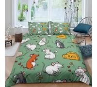 NAOFEKUID Copripiumino Stampa 3D Topolini Carini Microfibra Morbida Traspirante Camera da Letto Set Biancheria Letto Divertente per Casa Studenti Single（135x200cm）