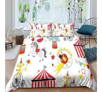 NAOFEKUID Copripiumino Stile Circo 3D Stampato in Microfibra Decorazione Camera Set Biancheria da Letto Animali per Adulti Ragazzi Single（135x200cm）