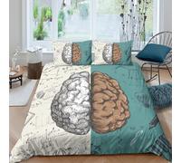 NAOFEKUID Creativo Cervello Scienza 3D Printed Copripiumino Microfibra Decorazione Camera Set Biancheria da Letto Artistica Neurone per Adulti Giovani Morbido Traspirante King（220x240cm）