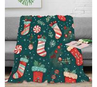 NAOFEKUID Decorazione Natalizia Plaid 3D Stampata Calze Natale Microfibra Coperta Tema Xmas Divano Camera da Letto Morbida Adulti 80×90(200x230cm)