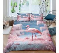 NAOFEKUID Elegante Fenicottero Copripiumino 3D Stampato Microfibra Decorazione Camera da Letto Set Biancheria da Letto Natura Animali per Adulti Tutte le Stagioni Super king（260x220cm）