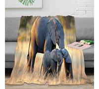 NAOFEKUID Fauna Safari 3D Printed Elefante Plaid Microfibra Decorazione Casa Coperta Throw Blanket Adulto Divano Camera 60x80(150x200cm)