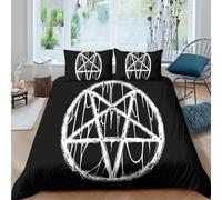 NAOFEKUID Immagine Gotica Punk Copripiumino Pentagramma 3D Stampa in Microfibra Set Biancheria da Letto Stella Morbido Traspirante Regalo Super king（260x220cm）