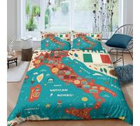 NAOFEKUID Mappa Creativa Italia 3D Stampa Copripiumino Microfibra Decorazione Camera Set Biancheria da Letto Geografia Europea per Adulti Giovani Morbido Traspirante Single（135x200cm）