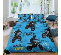 NAOFEKUID Moto Dinamica Stampa 3D Copripiumino Microfibra Arredo Letto Moderno Set Biancheria da Letto Gara Idea Regalo Single（140x200cm）