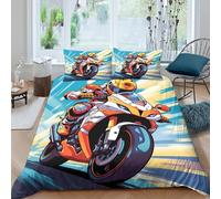 NAOFEKUID Motocicletta Dinamica 3D Stampata Copripiumino Microfibra Morbida Camera da Letto Stile Gara Set Biancheria per Ragazzi Adulti Double（200x200cm）