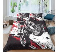 NAOFEKUID Motocicletta Dinamica Copripiumino 3D Stampata Microfibra Decorazione Camera Set Biancheria da Letto da Gara per Adulti Super king（260x220cm）