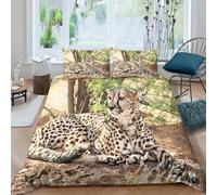 NAOFEKUID Natura Selvaggia Copripiumino Gheopardo 3D Stampato Microfibra Decorazione Camera Set Biancheria da Letto Animali Regalo per Tutte le Età Super king（260x220cm）