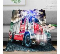 NAOFEKUID Realistico Camion dei Pompieri 3D Stampata Coperta Microfibra Decorazione Casa Fire Truck Throw Blanket Per Adulti Divano Letto 80×90(200x230cm)