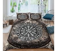 NAOFEKUID Rune Mistiche Copripiumino 3D Stampato Microfibra Traspirante Decorazione Camera Completo Letto Magia Nordica per Adulti Single（135x200cm）