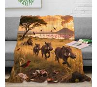 NAOFEKUID Scena Fauna Africana Plaid Microfibra Stampa 3D Coperta Divano Letto Decorazione Casa Animali Safari Throw Blanket 50x60(127x152cm)