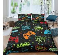 NAOFEKUID Set copripiumino controller gioco 3D stampato in microfibra Biancheria da letto decorazione camera da letto stile gaming traspirante per giovani Single（140x200cm）