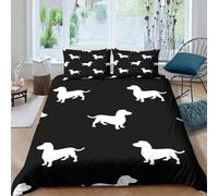 NAOFEKUID Set Copripiumino Microfibra 3D Stampa Bassotto Decorazione Camera da Letto Completo Letto Cane Morbido Traspirante Single（135x200cm）
