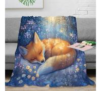 NAOFEKUID Sognante Coperta Fox 3D Stampata Microfibra Morbida Plaid Decorazione Casa Motivo Volpe Divano Letto Adulto 40x50(100x130cm)
