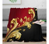 NAOFEKUID Stile Barocco 3D Stampa Coperta Microfibra Decorativa Lusso Gold Baroque Plaid per Divano Letto Adulti 50x60(127x152cm)