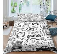 NAOFEKUID Stile Gaming Illustrazione 3D Stampa Copripiumino Microfibra Decorazione Camera Set Biancheria da Letto Gamer Morbido Traspirante per Adulti Giovani Single（140x200cm）