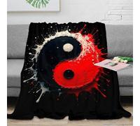 NAOFEKUID Stile Inchiostro 3D Stampata Coperta Yin Yang Microfibra Decorazione Casa Tao Plaid Morbido Caldo per Divano Letto 60x80(150x200cm)