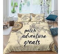 NAOFEKUID Stile Mappa Antica 3D Printing Copripiumino Microfibra Decorazione Camera Set Biancheria Viaggio per Adulti Giovani Morbido Traspirante Single（140x200cm）