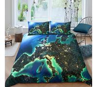 NAOFEKUID Stile Mappa Notturna Copripiumino 3D Stampato Microfibra Morbida Decorazione Camera Set Biancheria da Letto Territorio per Adulti King（220x240cm）