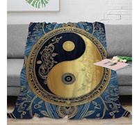NAOFEKUID Stile Orientale Coperta 3D Stampata Yin Yang Morbida Plaid in Microfibra Arredo Casa Tao Sofa Letto 40x50(100x130cm)