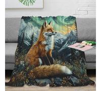 NAOFEKUID Volpe Nordica Coperta 3D Printed Microfibra Decorazione Casa Fox Throw Blanket per Adulti Divano Camera 40x50(100x130cm)