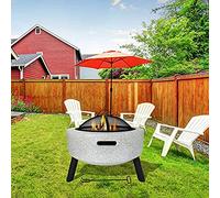 NaoSIn-Ni Pozzo antincendio all'aperto, Carbone di Carbone Rotondo in calcestruzzo e binfire di Fuoco bruciante a Legna, per Il Patio Esterno Giardino del Cortile riscaldatore del Cortile,Grigio