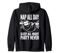 Nap all Day Bradipo Sleep all Night Party Never Funny Felpa con Cappuccio