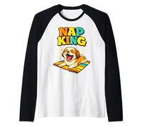Nap King Golden Doodle Funny Sleeping Lazy Dog Cartoon Maglia con Maniche Raglan