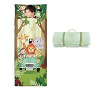 Nap Mat Caldo per Bambini con Rimovibile Cuscino, Grande Sacco a Pelo Pieghevole per Ragazze Ragazzi, Nap Mats con Doppia Cerniera per Campeggio, Scuola Materna e Asilo, 150×60cm Auto Animali