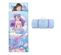 Nap Mat Caldo per Bambini con Rimovibile Cuscino, Grande Sacco a Pelo Pieghevole per Ragazze Ragazzi, Nap Mats con Doppia Cerniera per Campeggio, Scuola Materna e Asilo, 150×60cm Sirena Viola