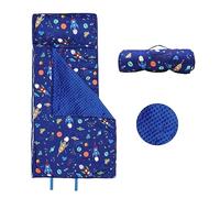 Nap Mat per Bambini con Cuscino e Coperta Rimovibili, Grande Extra Spesso 2 in 1 Sacco a Pelo Pieghevole per Ragazze Ragazzi, Nap Mats per Asilo Nido e Campeggio Razzo