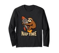 Nap Time Bradipo Razzo Grafica Divertente Umorismo Pigro Maglia a Manica