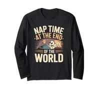Nap Time - End World Skeleton Sleep Meme Humor Dark Humor Sleeping Maglia a Manica