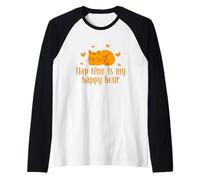 Nap Time Is My Happy Hour - Maglietta Divertente con Gatto Lazy Kitty Maglia con Maniche Raglan