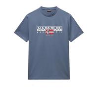 Napapijri Aylmer - Maglietta con stampa con bandiera norvegese, colore: blu tempesta, Tempo Tempestoso, L