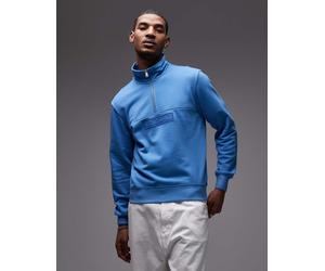 Napapijri - Felpa blu con zip corta e riquadro con logo S