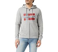 Napapijri Felpa con cappuccio BILO full zip da uomo, grigio medio melange, XXL