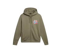 Napapijri Felpa Guiro con Cappuccio e Full Zip Verde Cotone