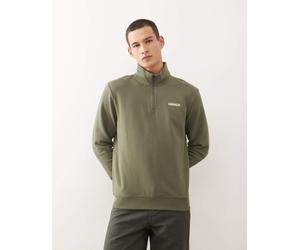 Napapijri - Felpa kaki con zip corta-Verde S