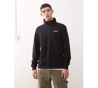 Napapijri - Felpa nera con zip corta-Nero XL