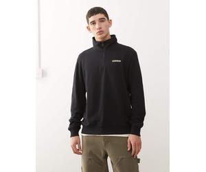 Napapijri - Felpa nera con zip corta-Nero XS