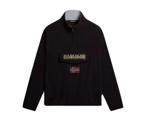 Napapijri - Felpa nera senza cappuccio con mezza zip - - Jackets - Uomo - Nero - L