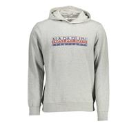 Napapijri Felpa con cappuccio da uomo BERIS H – logo stampato – grigio medio melange – XXL
