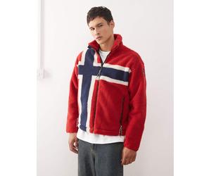 Napapijri - Fiemme - Pile rosso multicolore con bandiera M