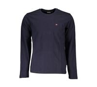 Napapijri - Magliette a Maniche Lunghe in Cotone Blu con Logo Ricamato - - Tops - Uomo - Blu - S